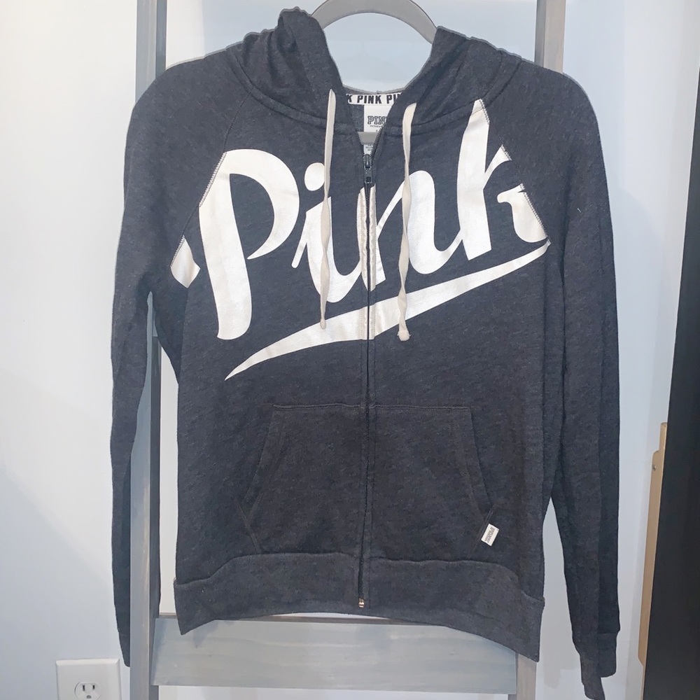 Victoria Secret Pink Zip Up Hoodie Grey small